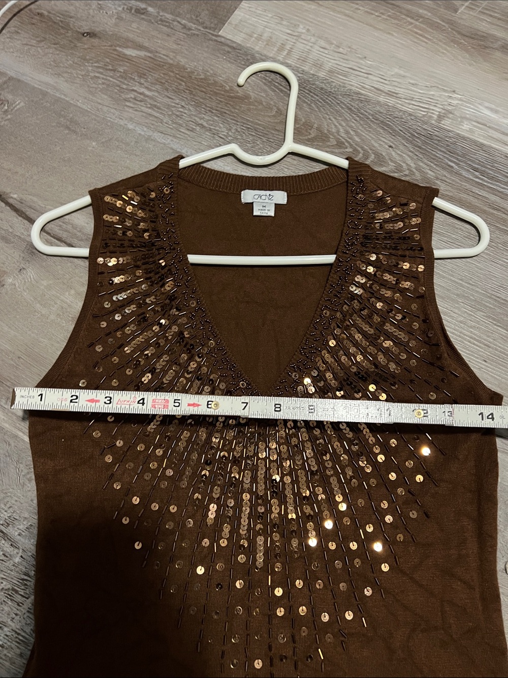Cache Brown Sequin V-Neck Tank - Picture 6 of 7